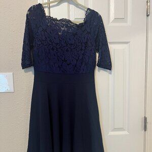 NWT MISSMAY Women's Vintage Floral Lace Boat Neck Formal Swing Dress (L)